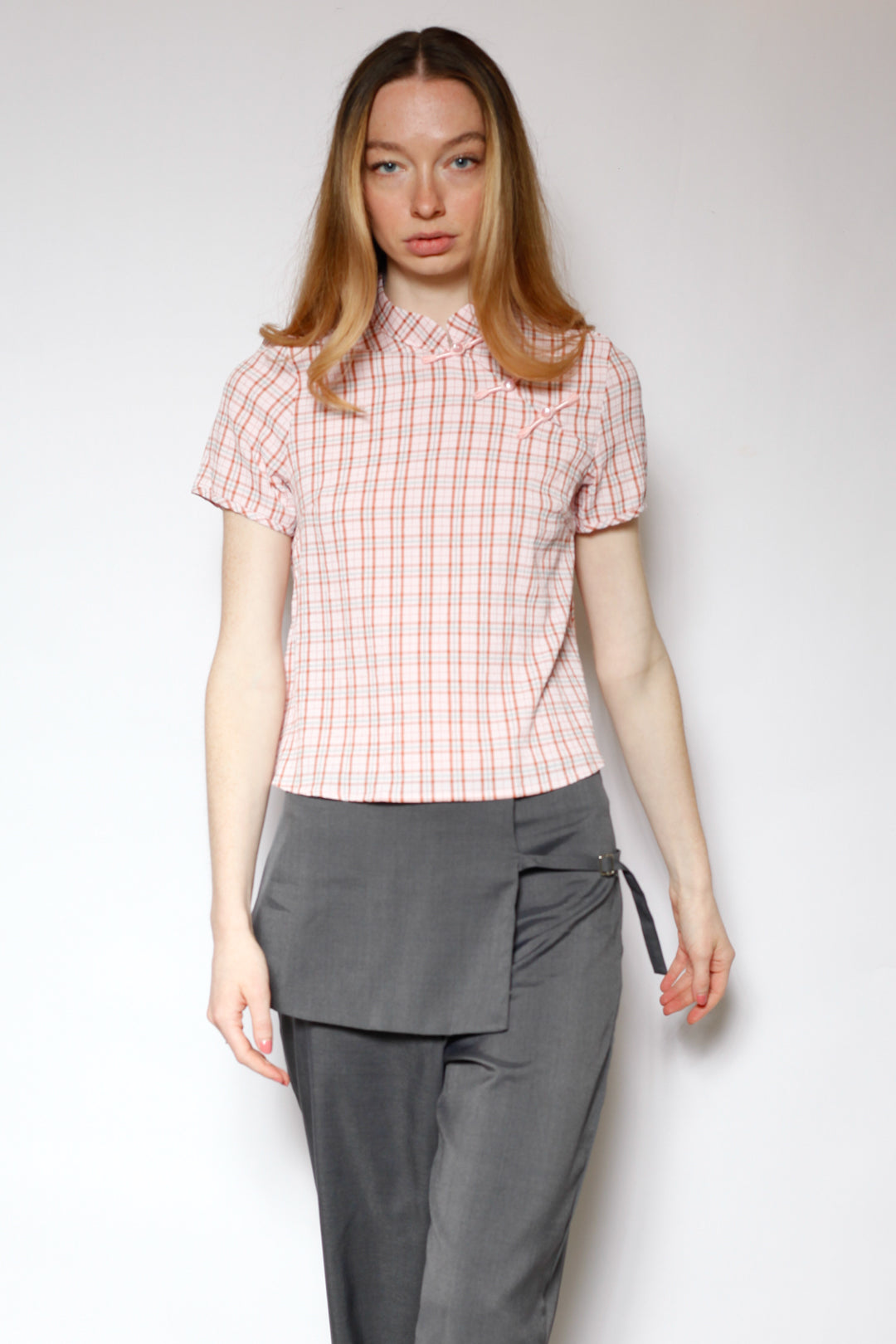 Cotton Pink Poplin Qipao Style Top