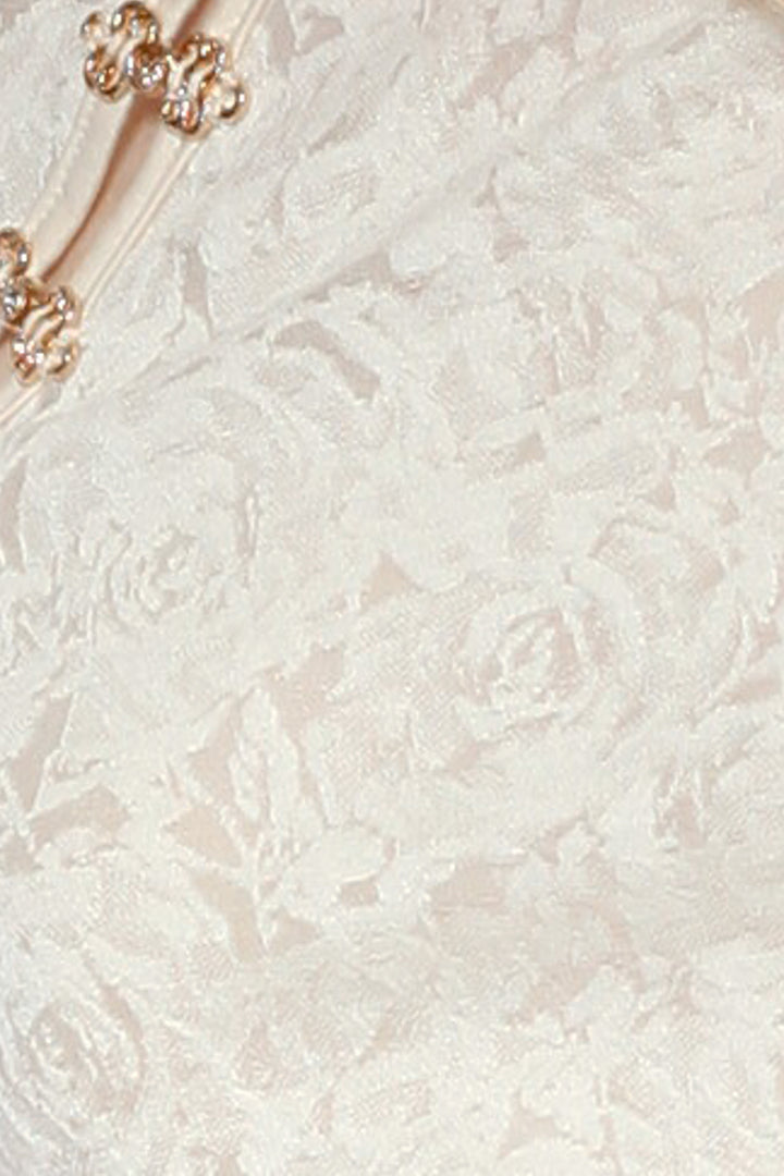 Cotton Cream Qipao Lace Top with Gold Knot