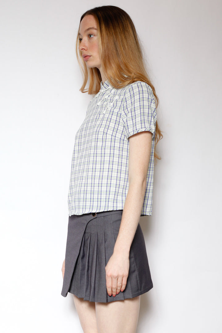 Cotton Blue Poplin Qipao Style Top