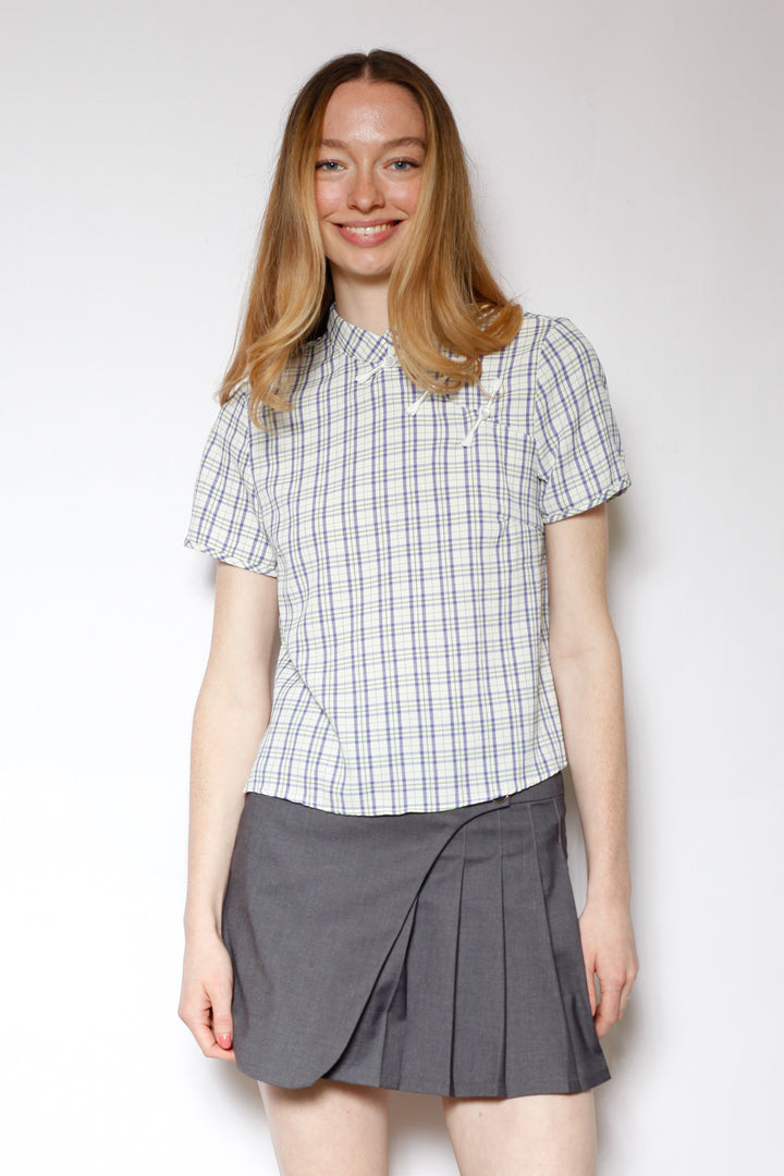 Cotton Blue Poplin Qipao Style Top