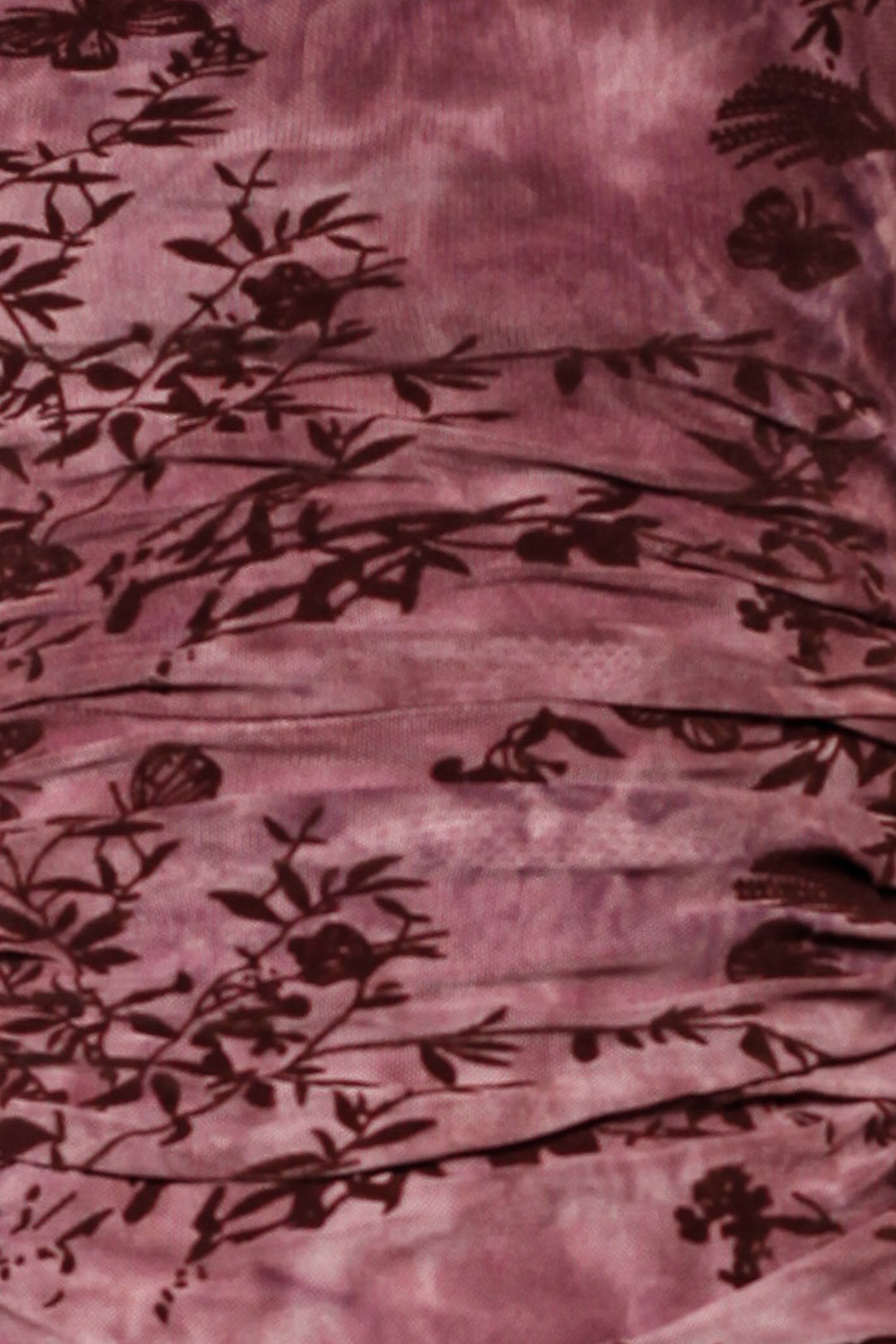 Cotton Mesh Burgundy Ruching Top