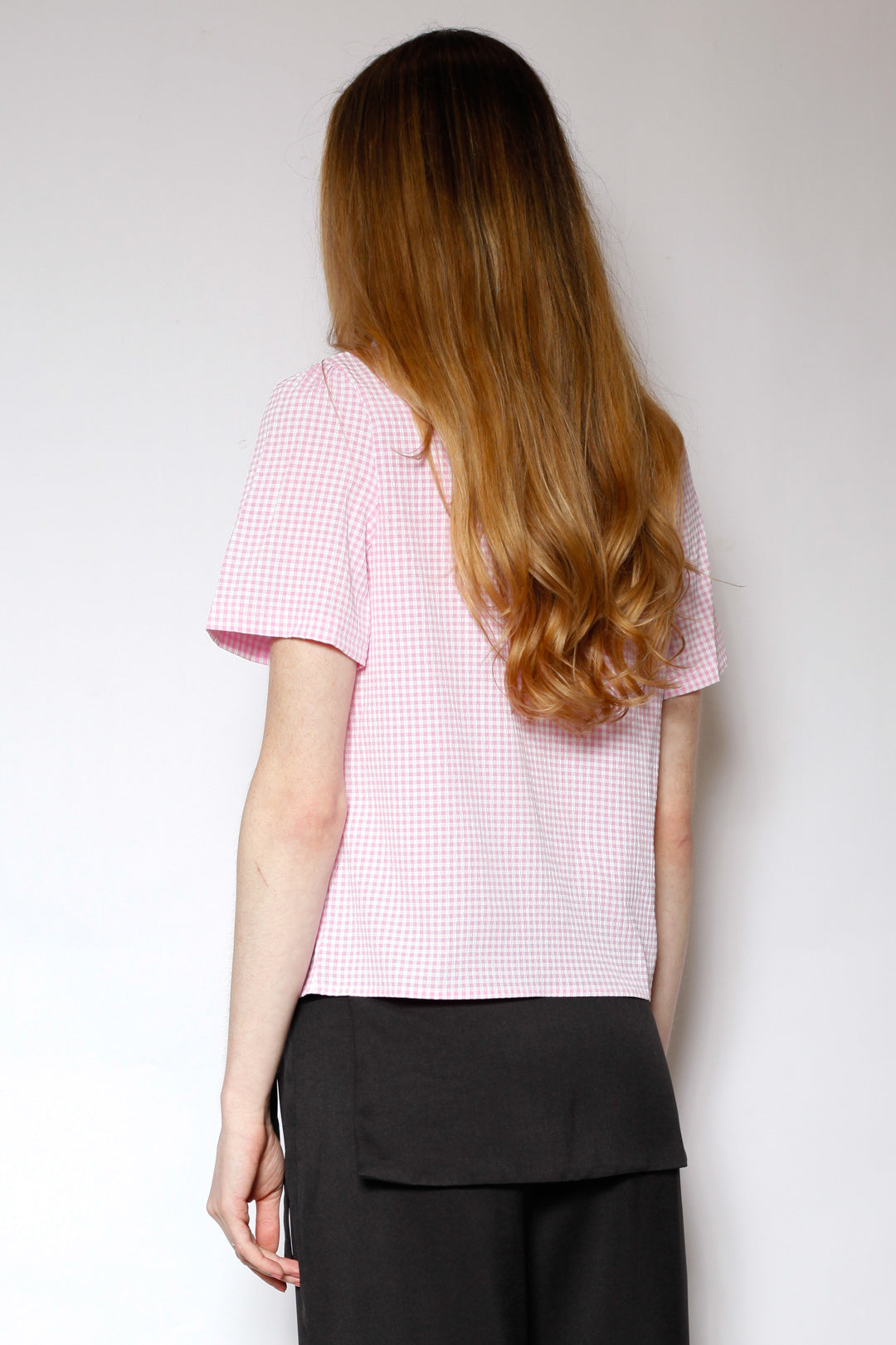 Cotton Poplin Pink Bow Tie Top