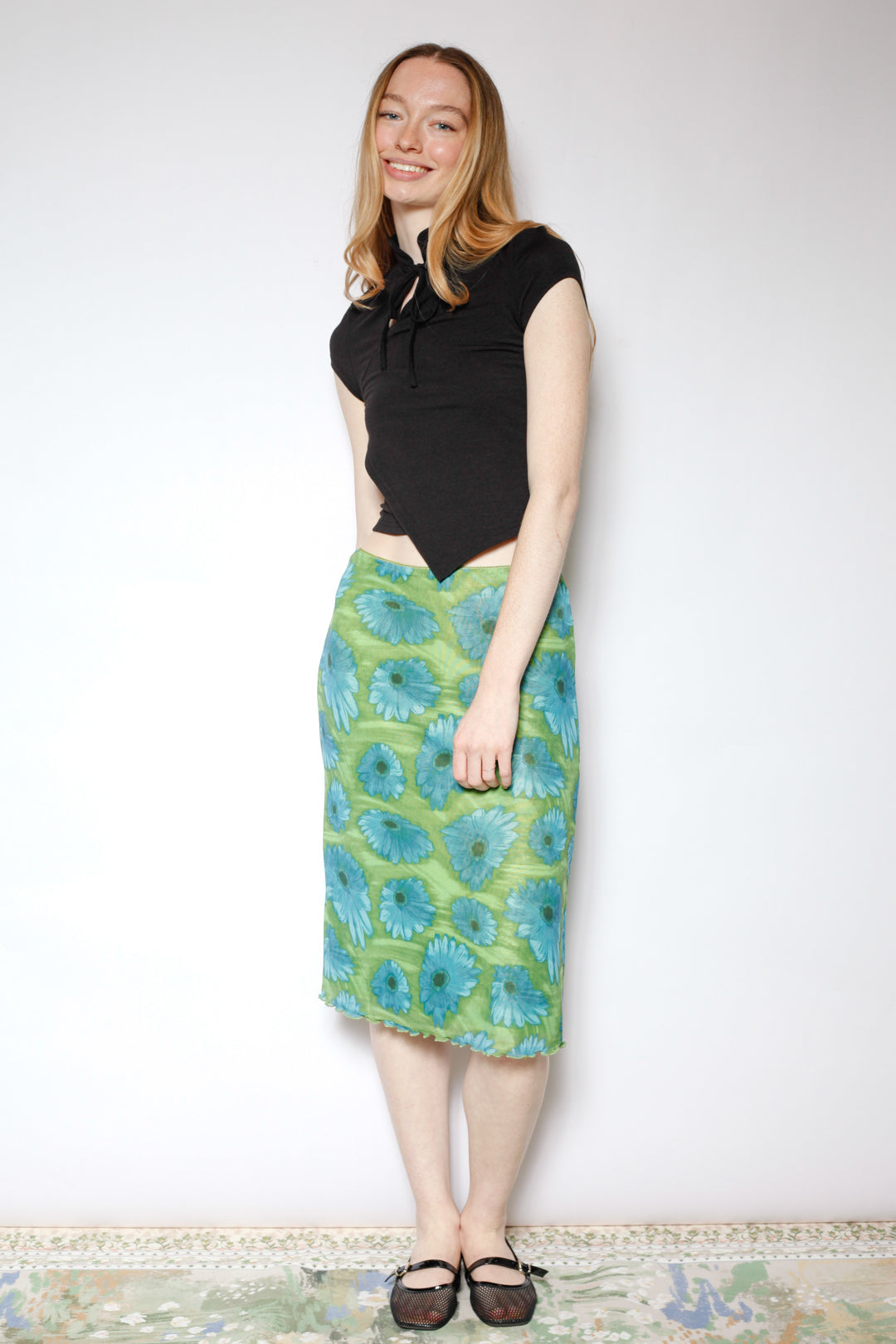 Cotton Asymmetrical Tie Neck Top