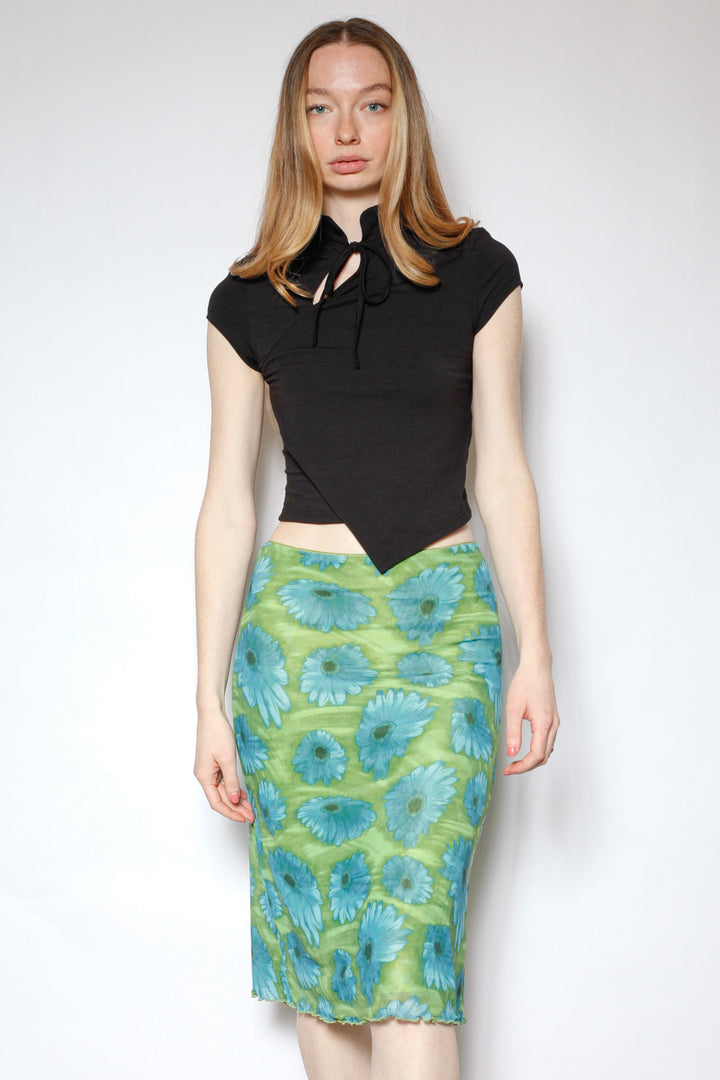 Cotton Asymmetrical Tie Neck Top