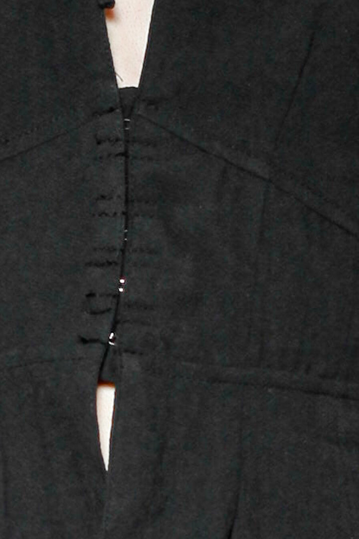 Cotton Black Qipao Corset Halter Top