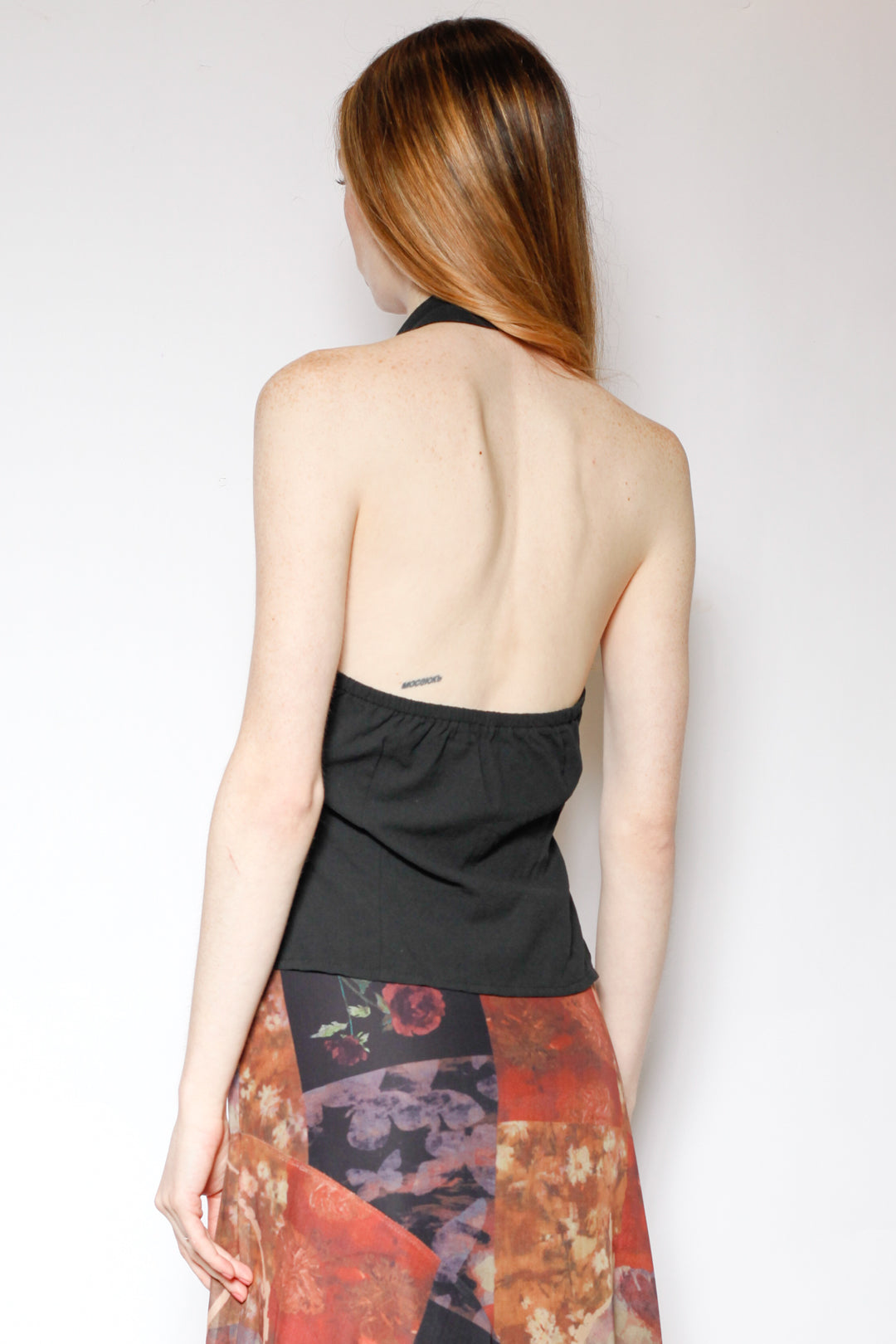 Cotton Black Qipao Corset Halter Top