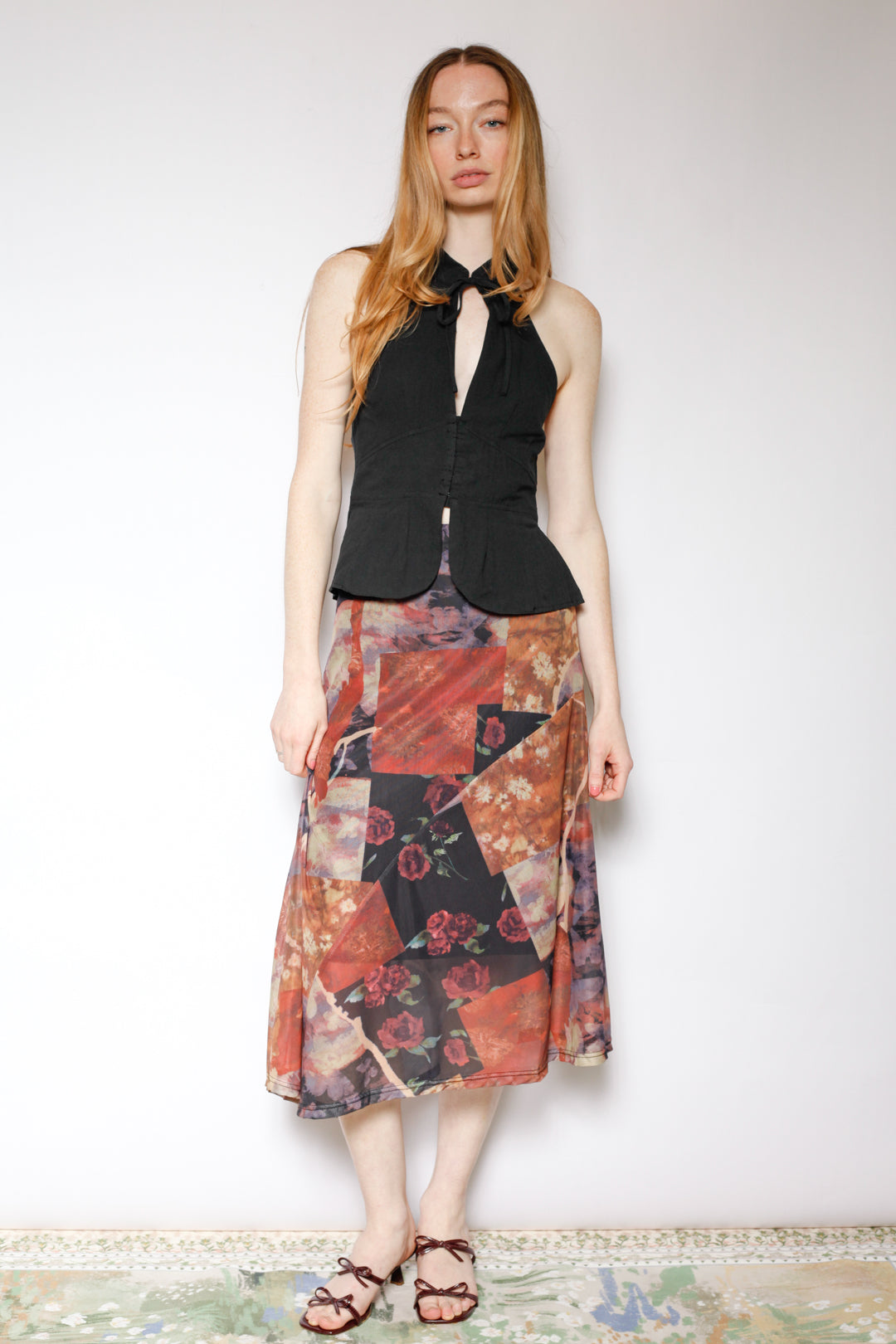 Cotton Black Qipao Corset Halter Top