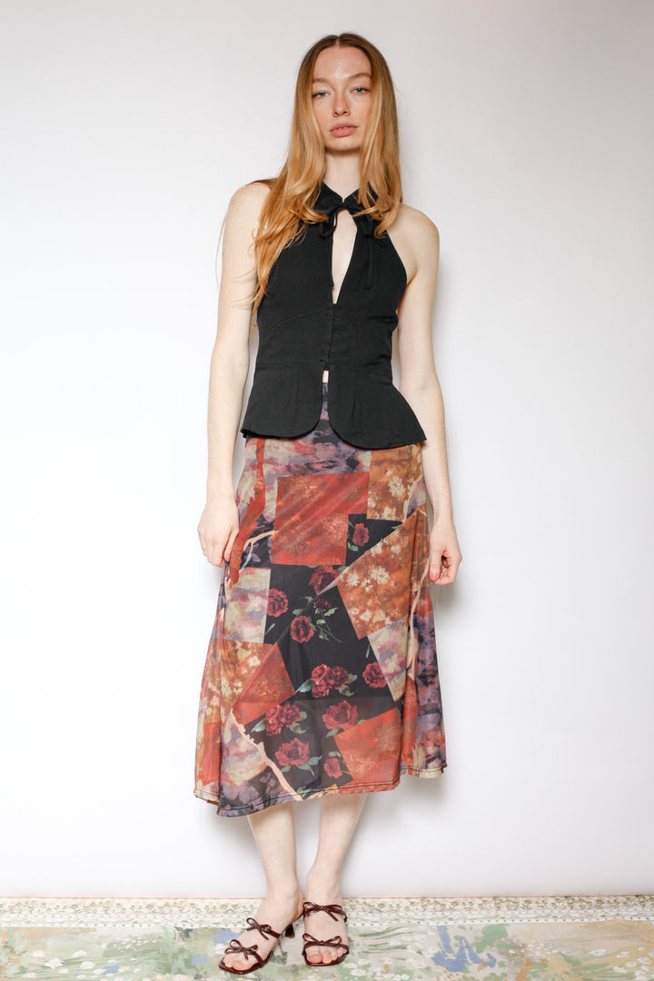 Cotton Black Qipao Corset Halter Top