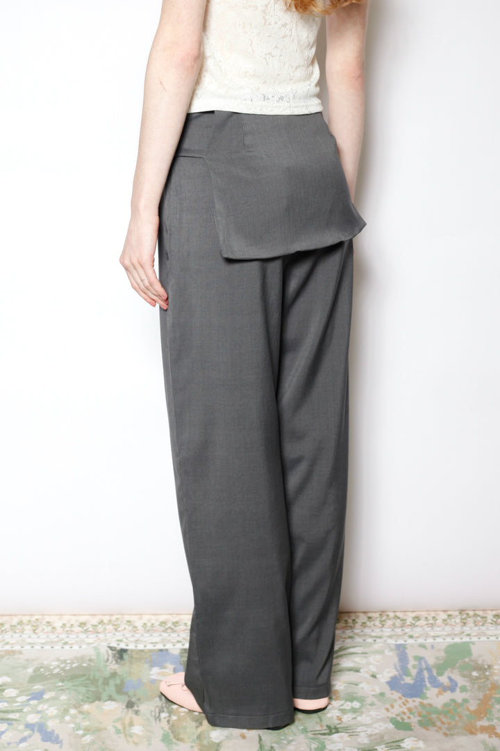 Light Wool Asymmetrical Gray Skirt Pants