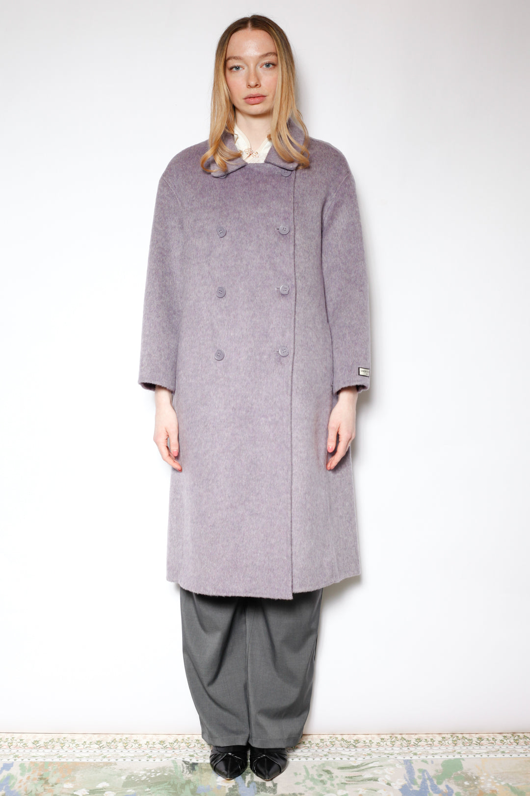 100% Merino Wool Lavender Drop Shoulder Coat