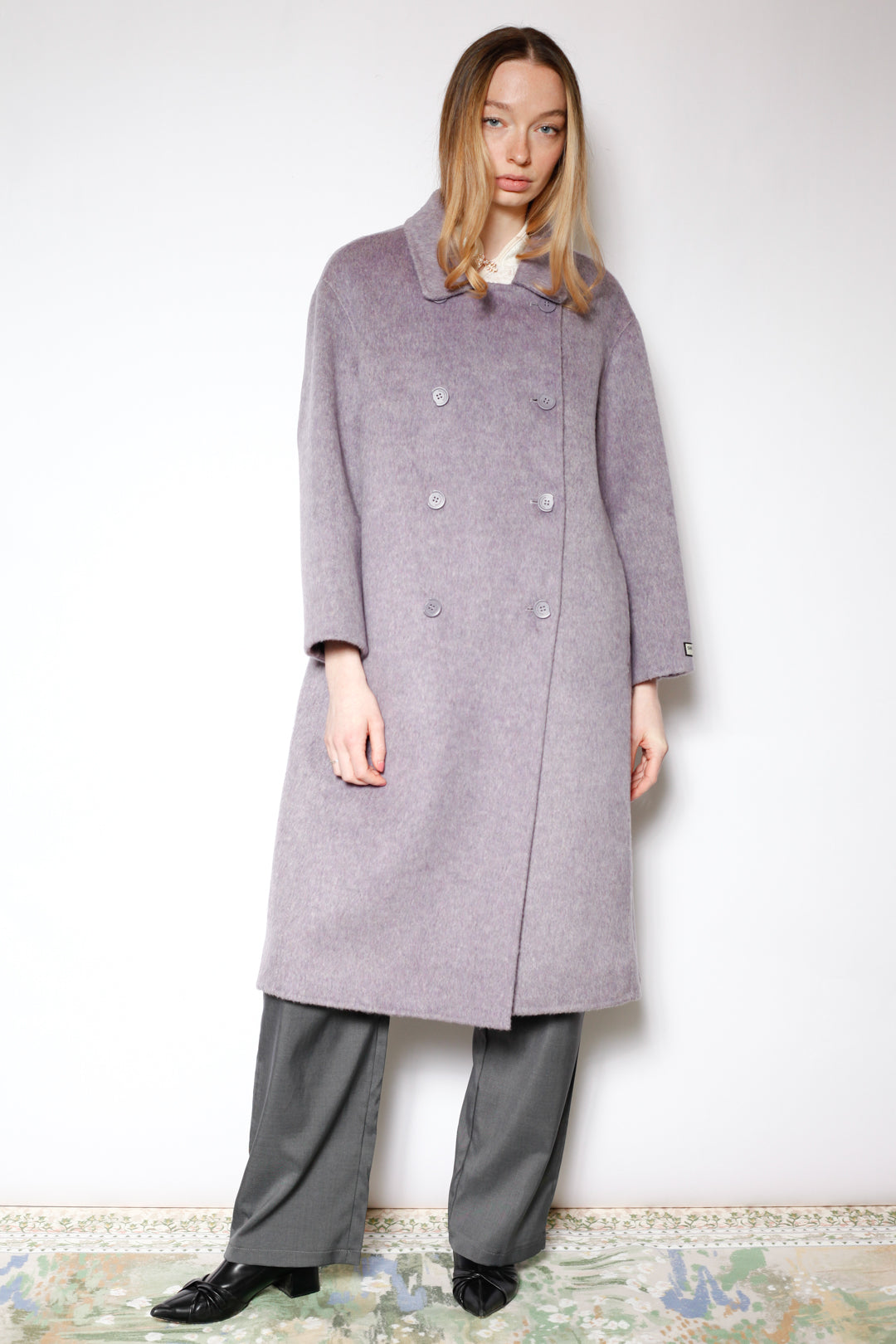 100% Merino Wool Lavender Drop Shoulder Coat