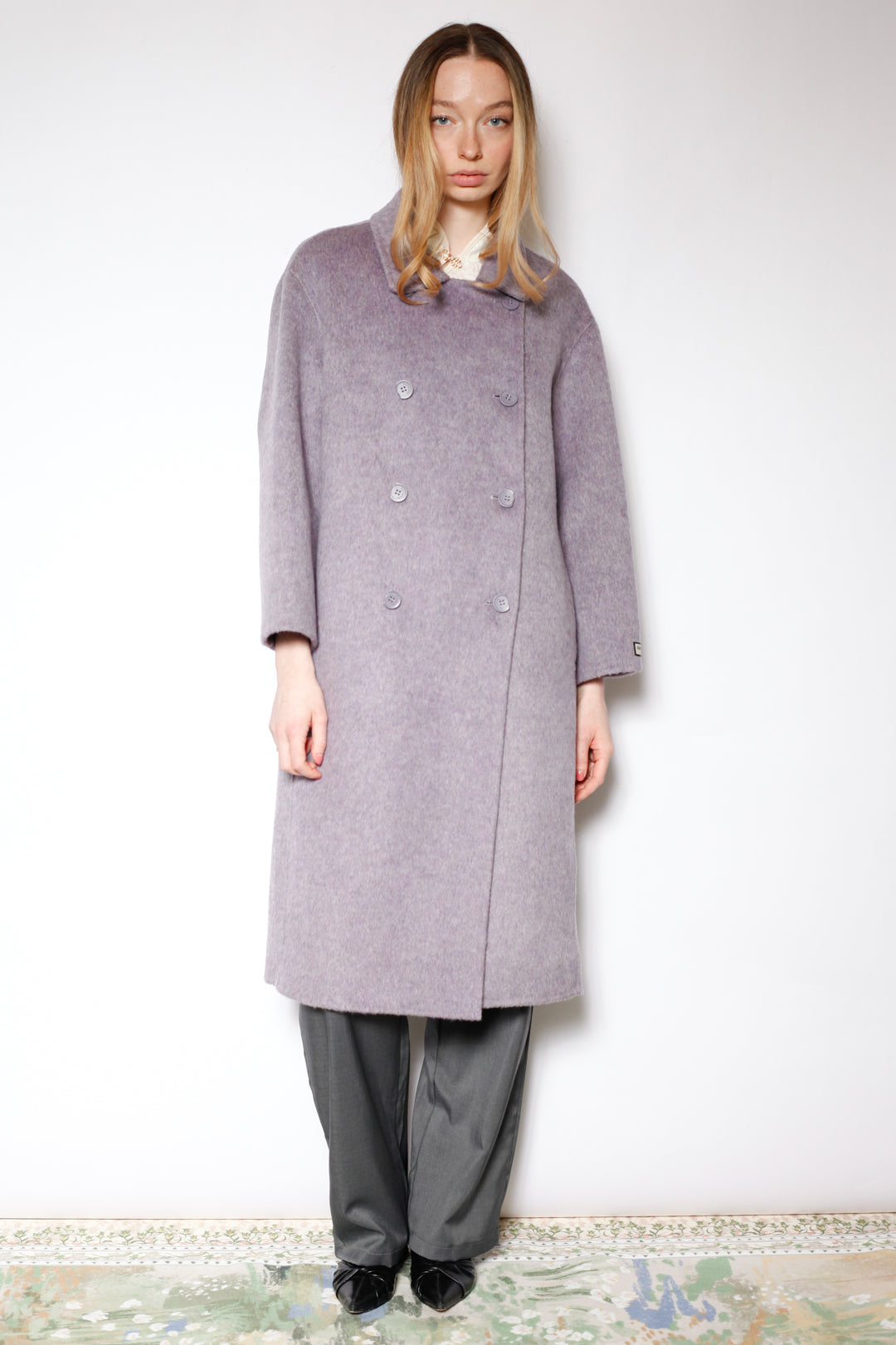 100% Merino Wool Lavender Drop Shoulder Coat