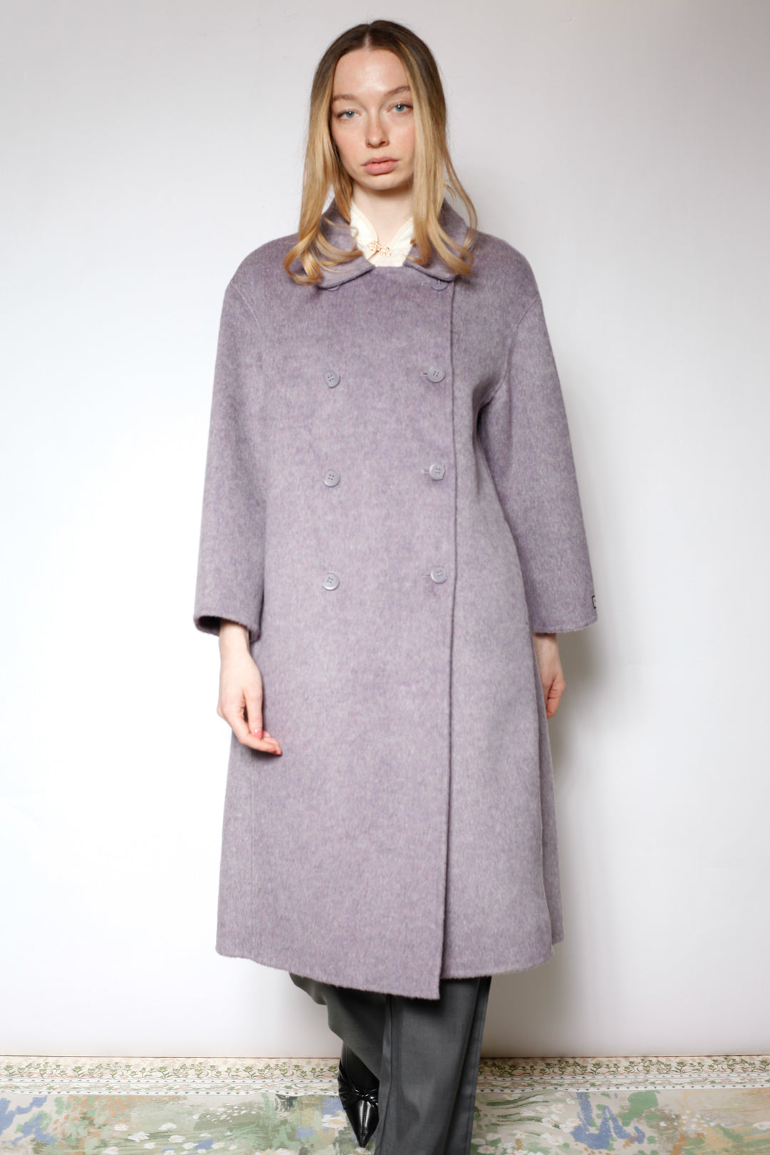 100% Merino Wool Lavender Drop Shoulder Coat