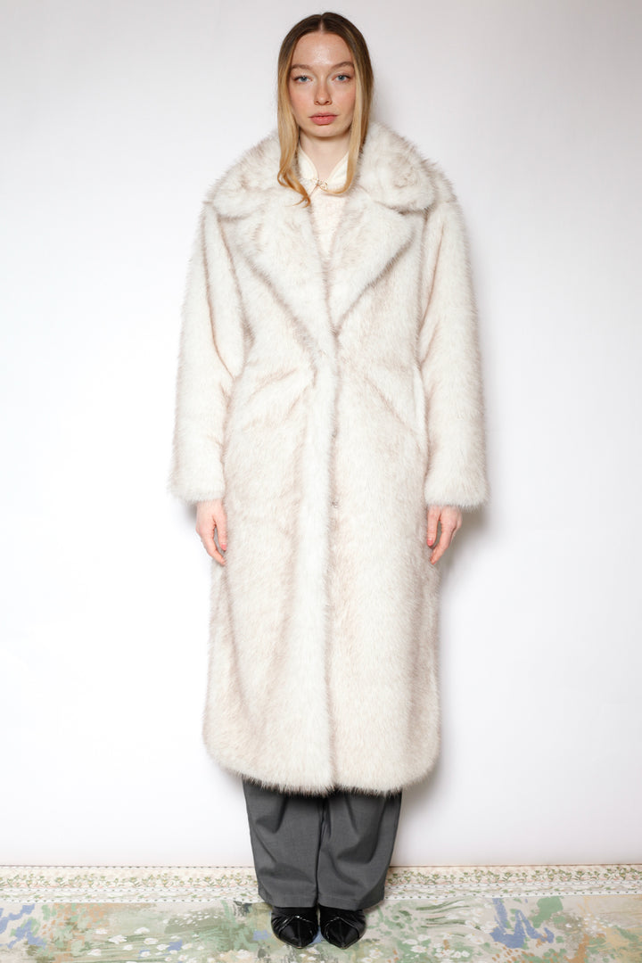 Heavy Wool Faux Fur White Coat