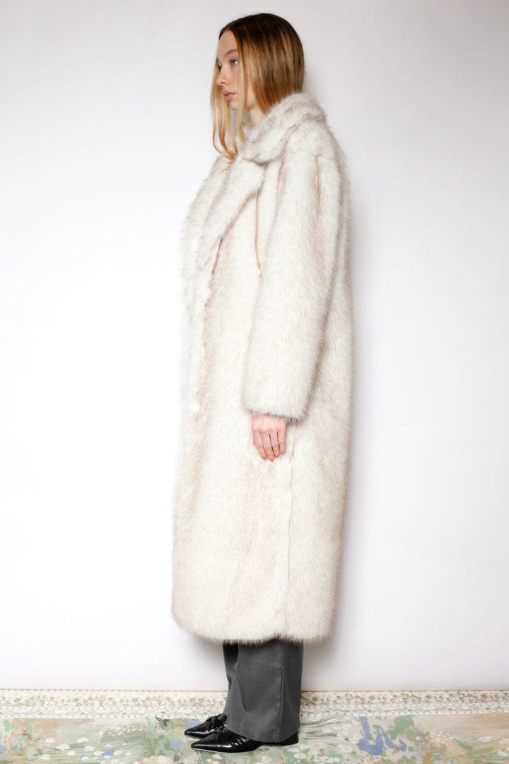 Heavy Wool Faux Fur White Coat