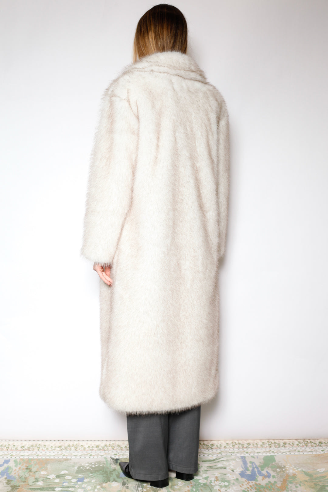 Heavy Wool Faux Fur White Coat
