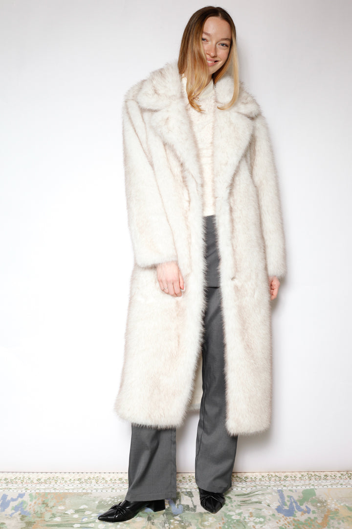 Heavy Wool Faux Fur White Coat