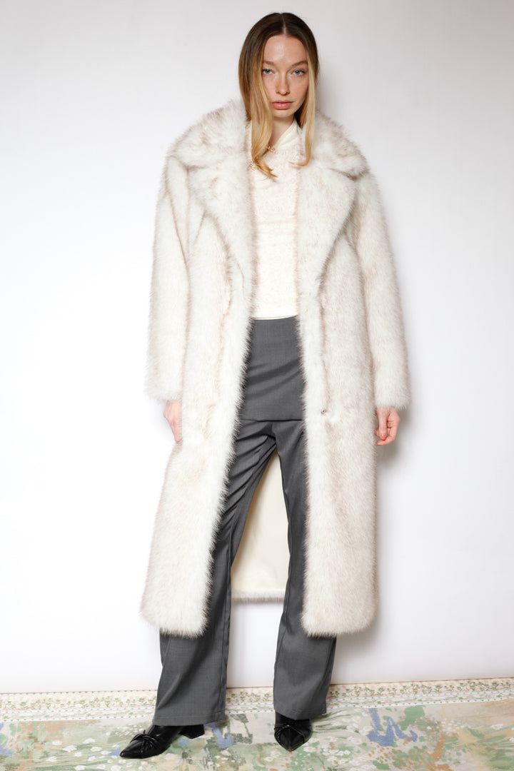 Heavy Wool Faux Fur White Coat