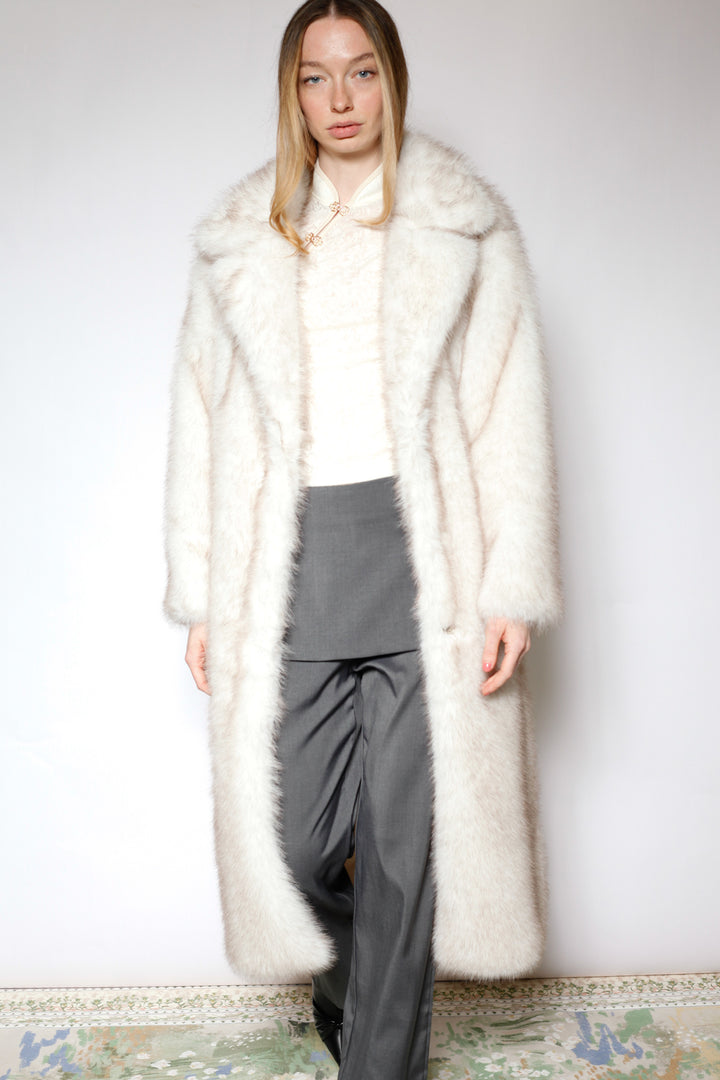 Heavy Wool Faux Fur White Coat