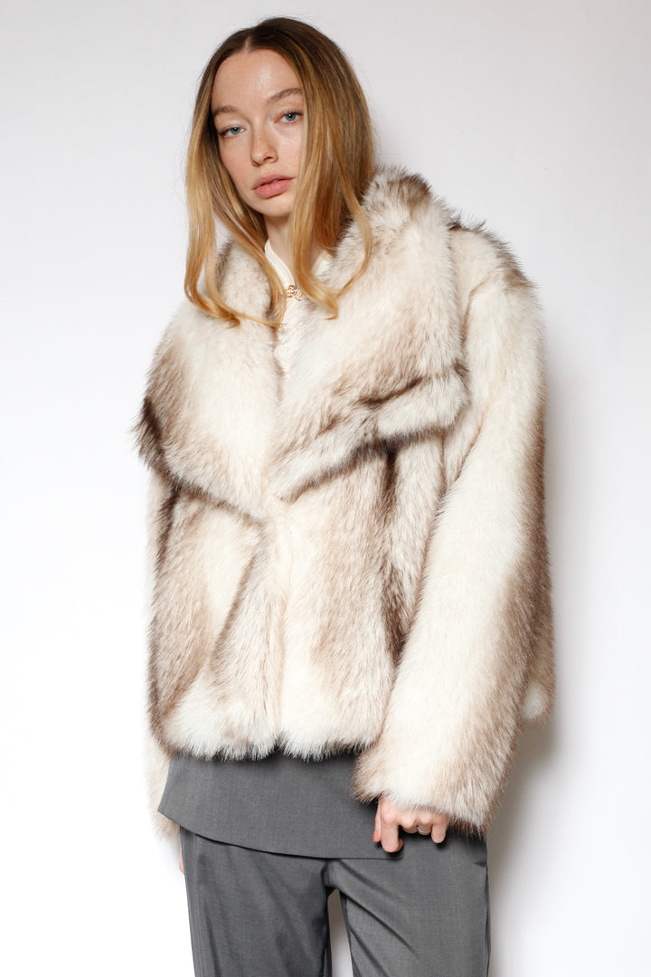 Heavy Wool Faux Fur White Jacket