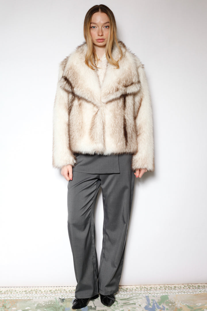 Heavy Wool Faux Fur White Jacket