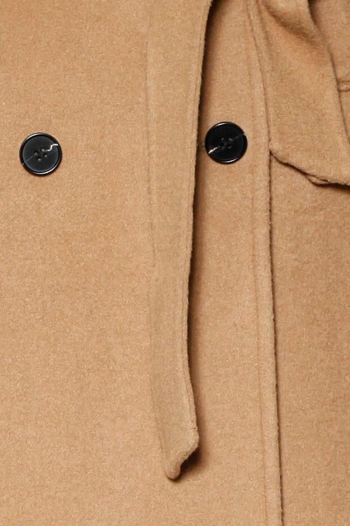 100% Merino Wool Camel Tailored Belted Coat