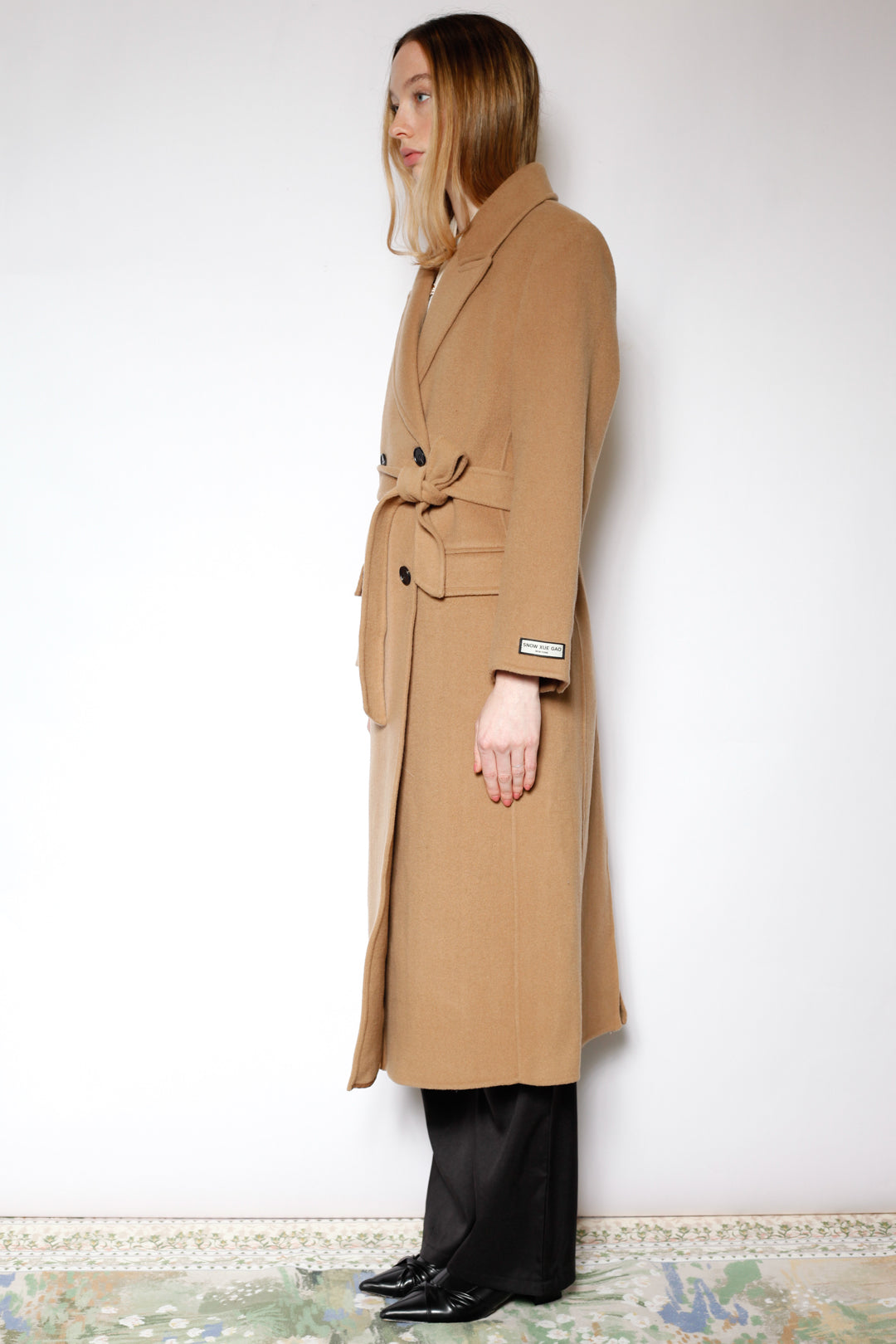100% Merino Wool Camel Tailored Belted Coat