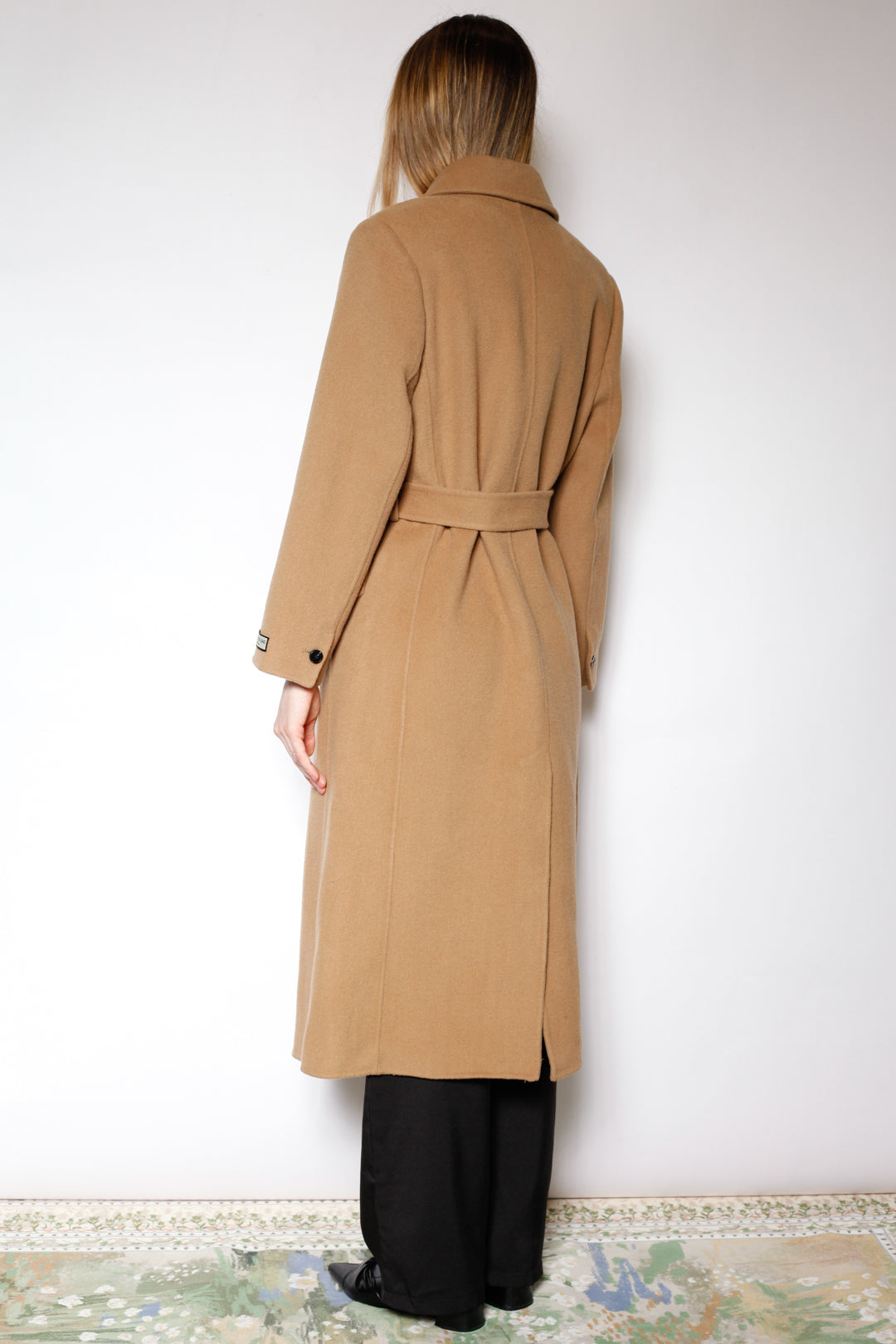 100% Merino Wool Camel Tailored Belted Coat