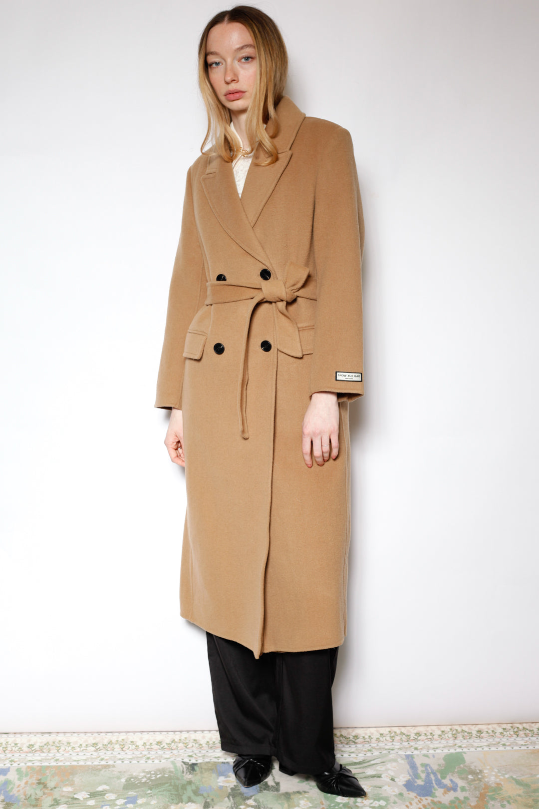 100% Merino Wool Camel Tailored Belted Coat