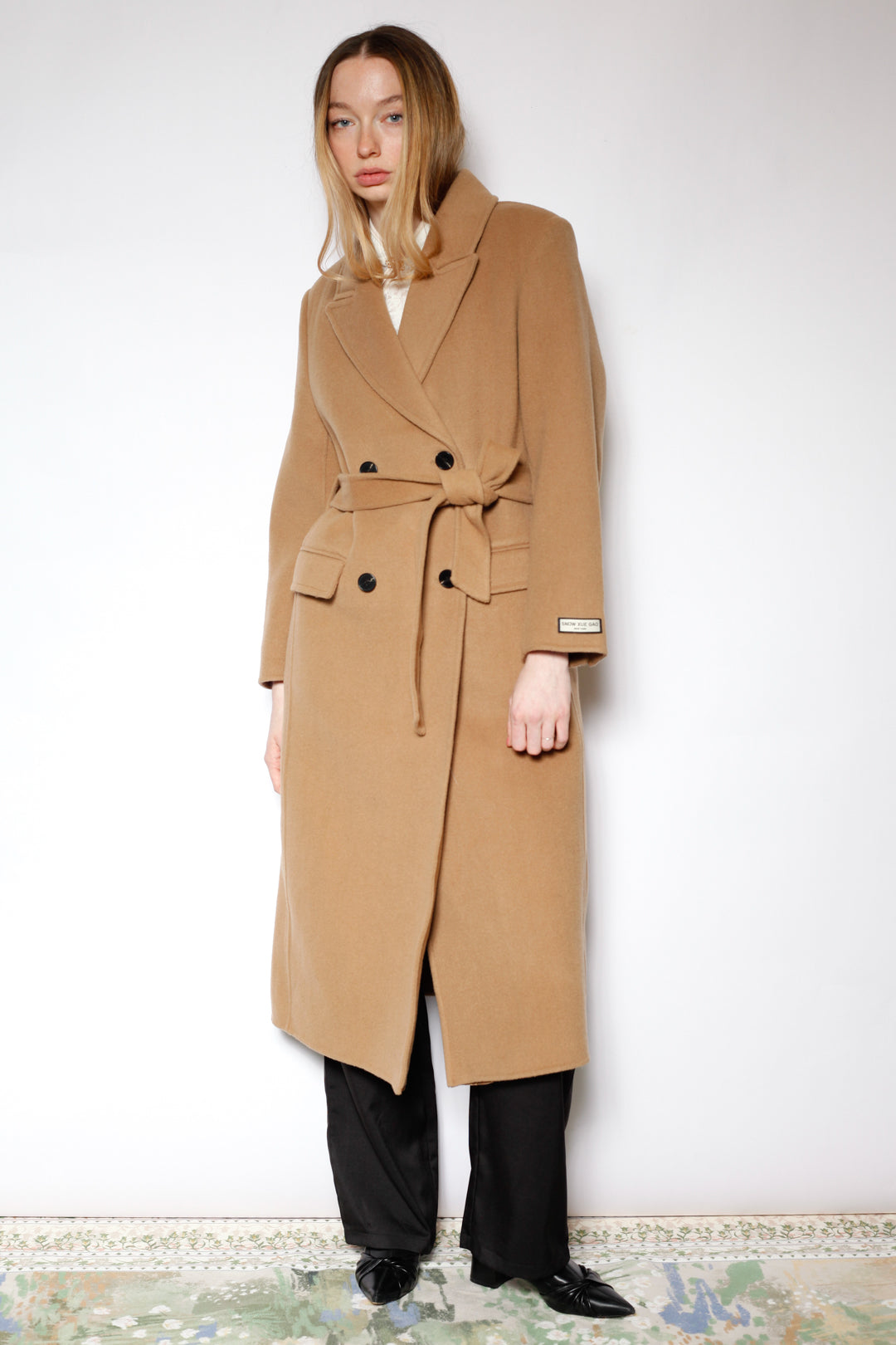 100% Merino Wool Camel Tailored Belted Coat