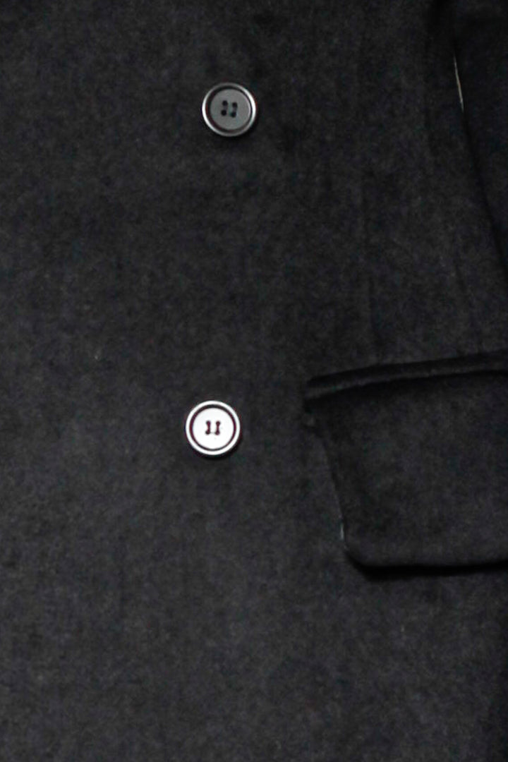 100% Merino Wool Black Structured Long Coat
