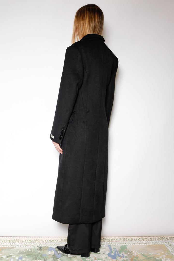 100% Merino Wool Black Structured Long Coat