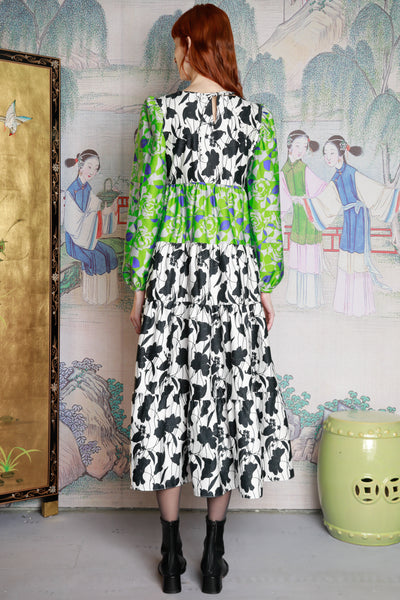 Green Floral Printed Cotton Maxi Dress