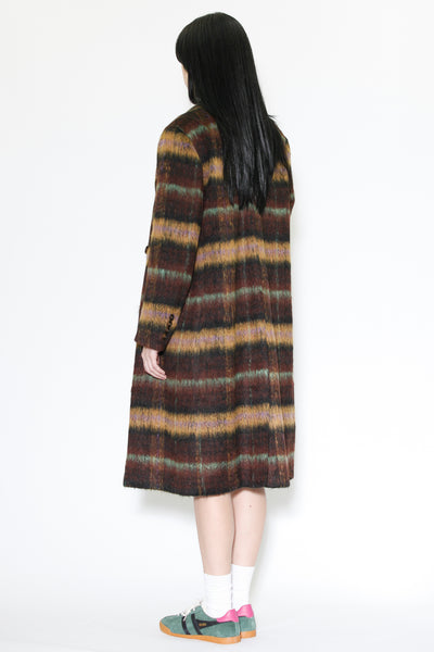 Heavy Wool Brown Plaid Coat