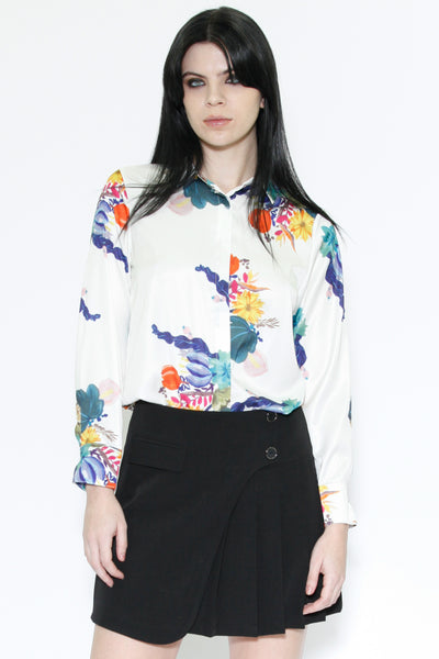 Silk Printed Art Floral Shirt