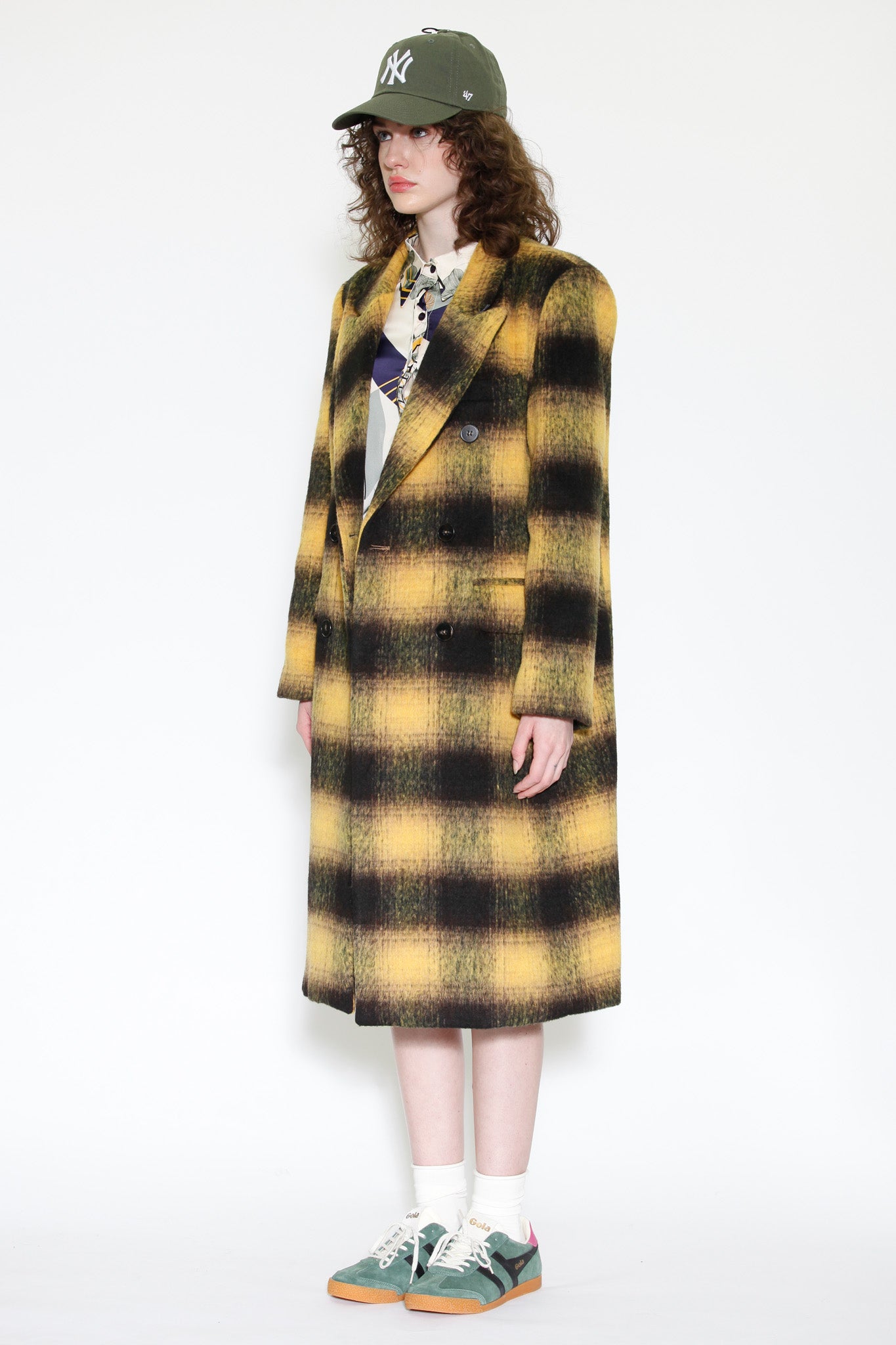 Selected Femme Wool Blend Snap Yellow 2024 Plaid Coat