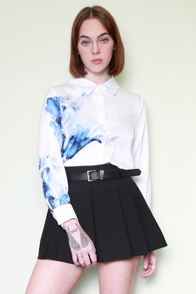 Silk Water Color Prints White Shirt