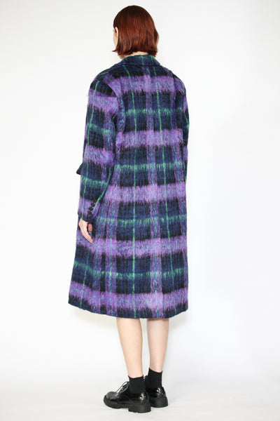 Heavy Wool Purple Plaid Coat