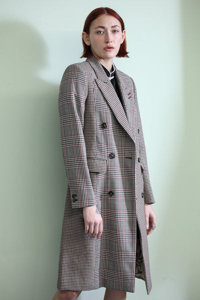 Wool Plaid Collage Double Breasted Coat