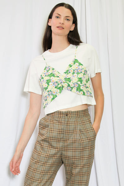White Floral Printed Cotton Top