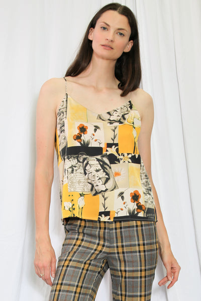 Silk Printed Yellow Camisole top