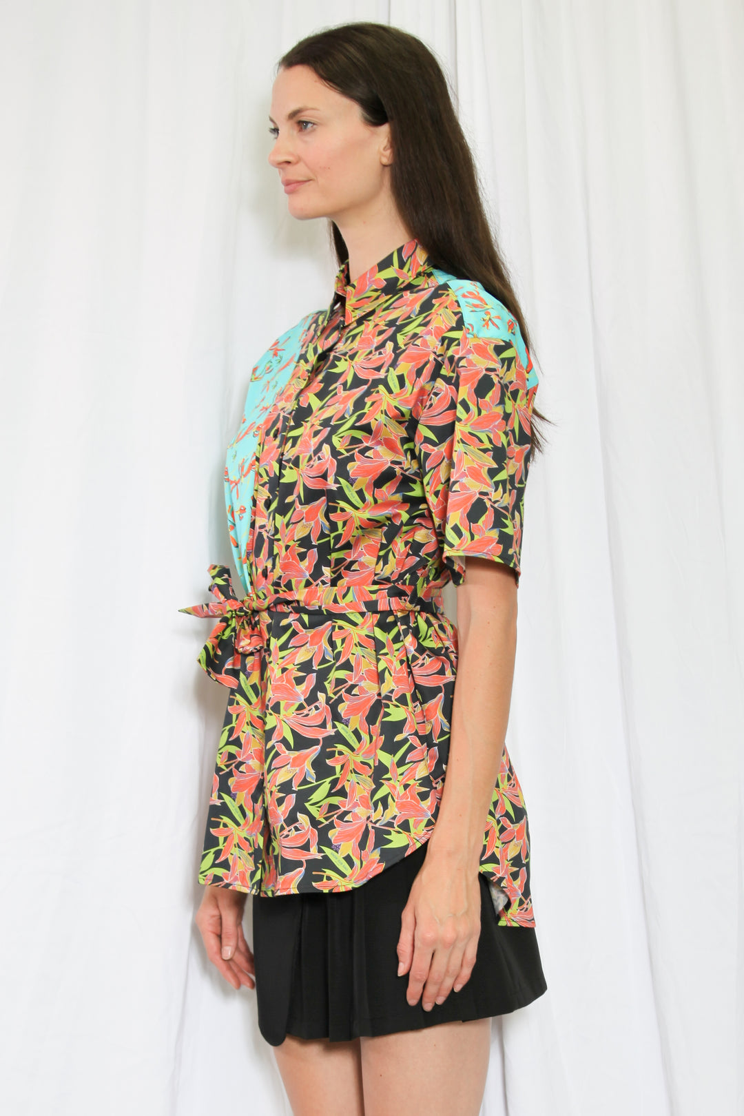 Floral Printed Collage Button Down Shirt