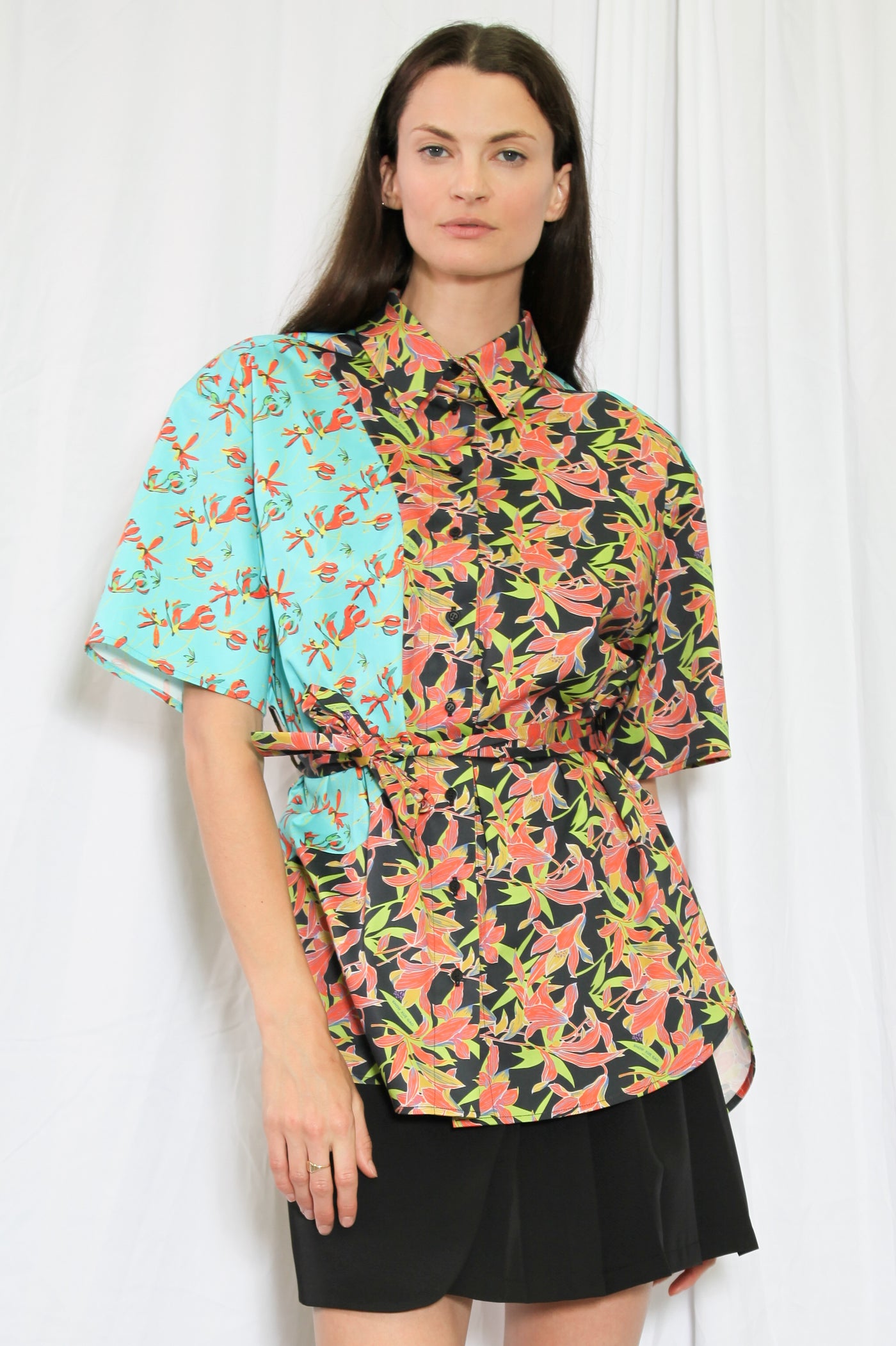 Floral Printed Collage Button Down Shirt