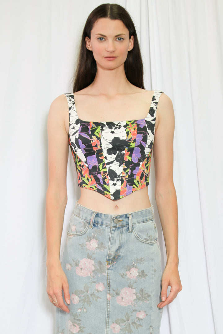 Top tipo corsé con estampado floral