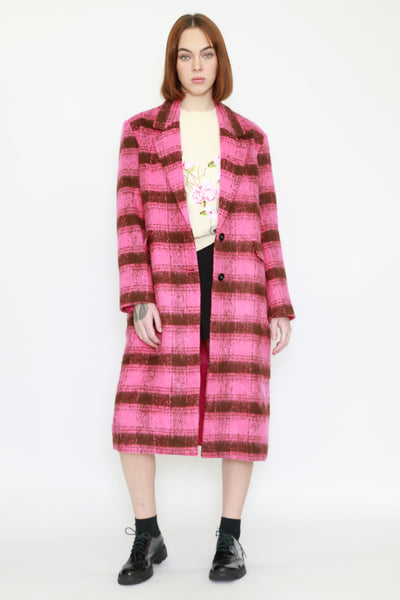 Heavy Wool Pink Plaid Coat