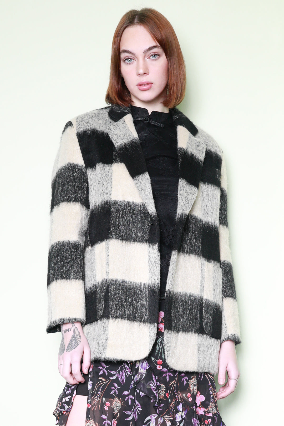 Snow Xue Gao Heavy Wool Black White Plaid Blazer Coat – SNOW XUE GAO