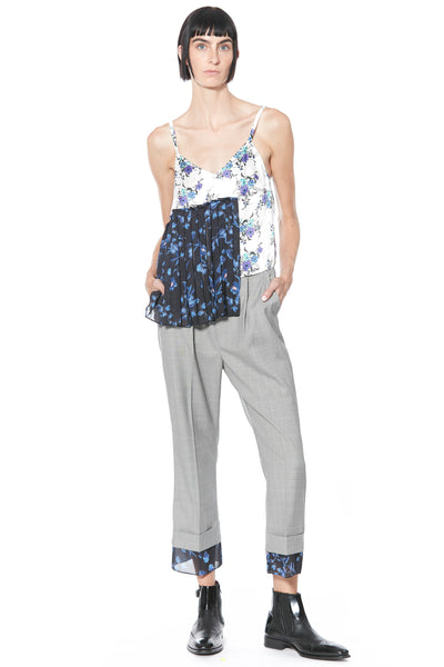 Silk Printed Blue Floral Camisole Top