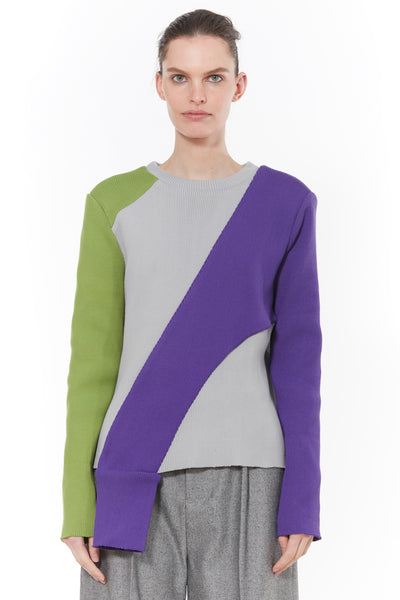Wool Green/Purple Collage Sweater