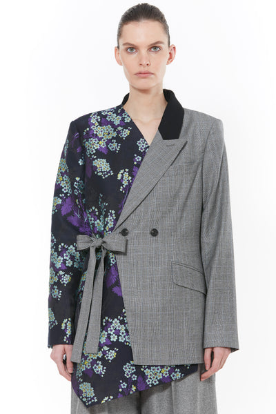 Wool and Jacquard Double Breasted Blazer