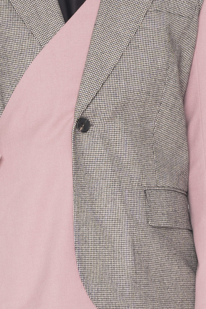 Blazer Desconstruído Lã Rosa e Cinza